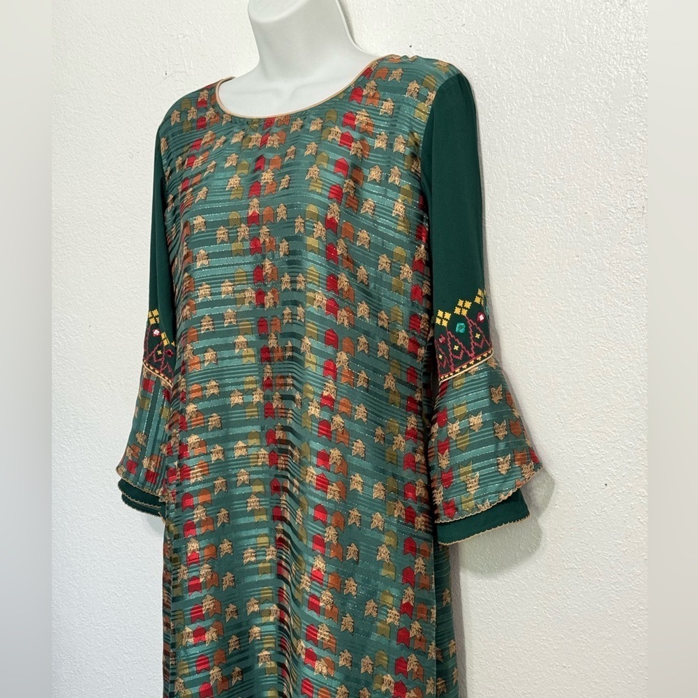 Le Reve All-Over Printed Flared Long Tunic Kurti Size Large - Picture 7 of 11